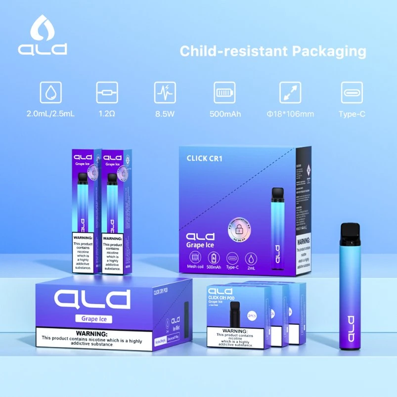 Ald Vape Manufacturer Wholesale/Supplier Price for Pod Device 2ml 600 Puffs Tpd Electronic Cigarette Vaper Starter Kit (pod & battery) OEM Order Custom Design