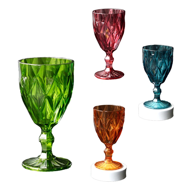 350ml 12oz Unbreakable Clear Wine Drinking Glass Goblet Green Mojito Cup Champagne Flutes Colorful Plastic Glasses