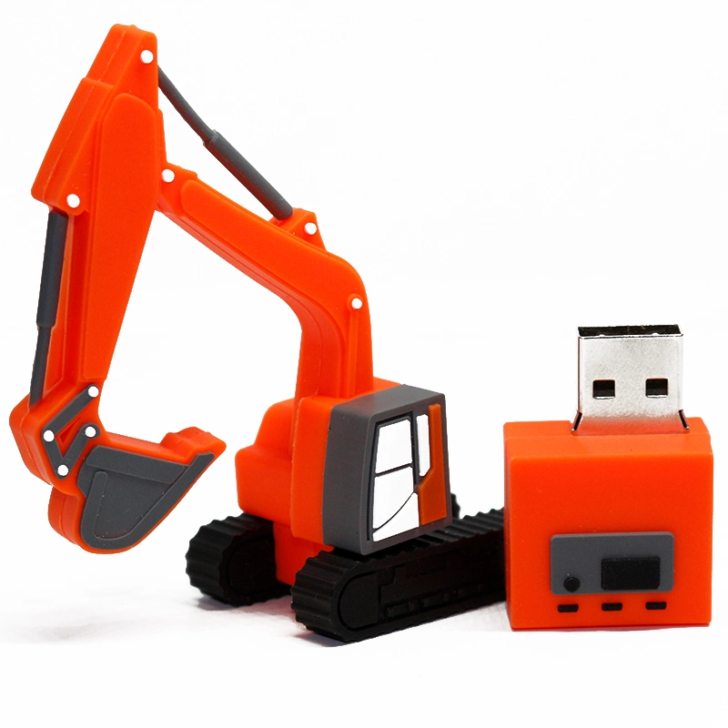 Forma personalizada equipos de construcción Excavadora Regalo promocional PVC USB Flash Unidad USB Unidad lápiz USB