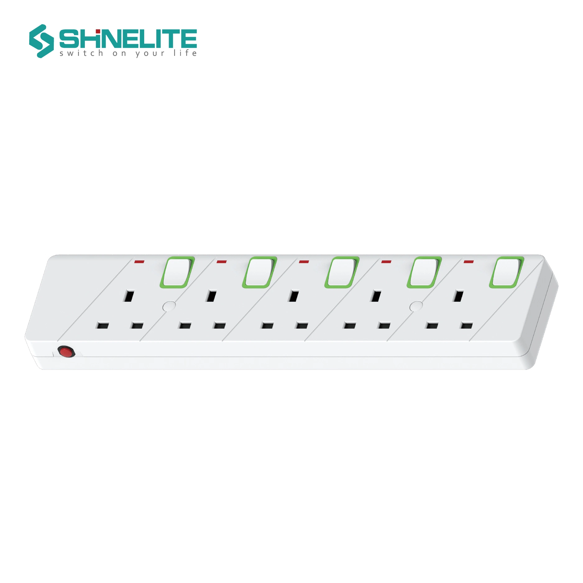 Shinelite 5 vías de cables de extensión del Reino Unido toma con 3m cable