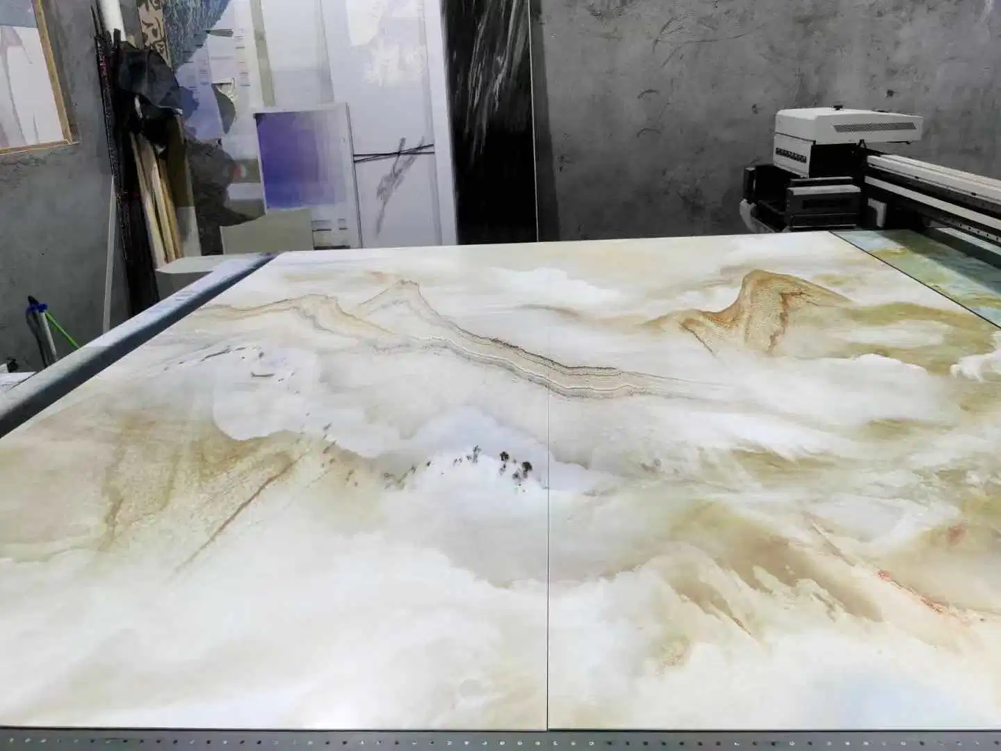 3D Printed Hot Stamping High Glossy Interior Decorative PVC UV Marble Sheet Faux Marble Design TV Background Sheet