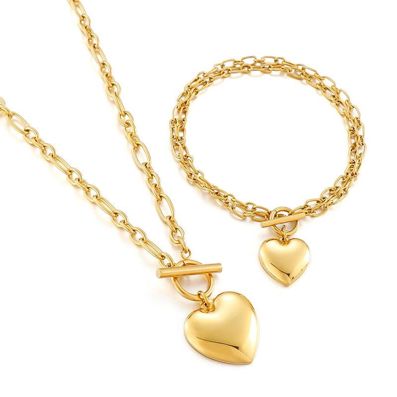 Manufacturer's Jewelry Custom Fashion High Quality Waterproof and Fadeless Heart Jewelry Gold Plated Jewelry 18K Set Jewelry