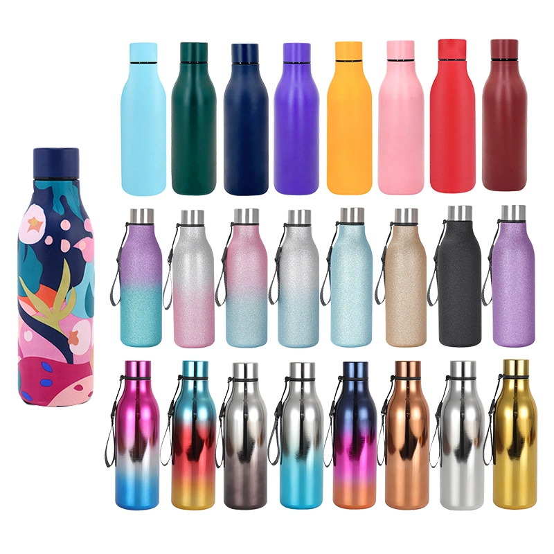 Hot Sale 500ml Powder Coated Stainless Steel Vacuum Business Flask Bottle Cup Travel Sports Glitter Water Bottles