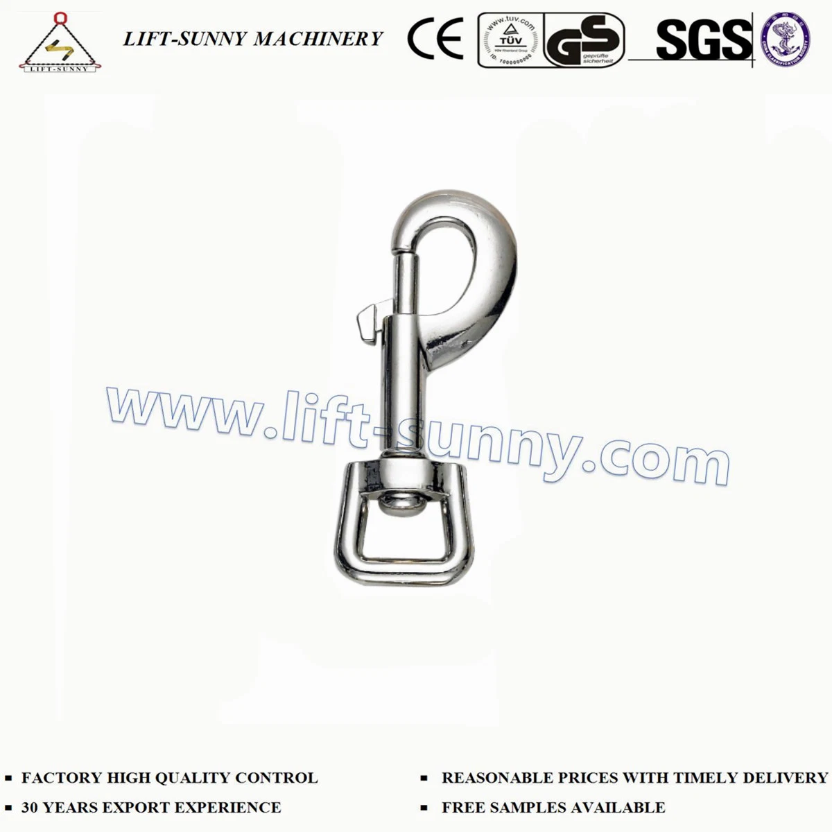 13 مم * 52 مم مربع الرأس Zinc Die Cast Swivel Snap الخطاف