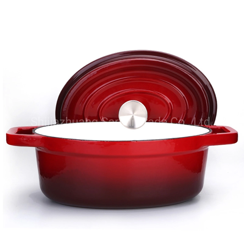 Big Size Oval Cast Iron Dutch Oven with Enamel Coating