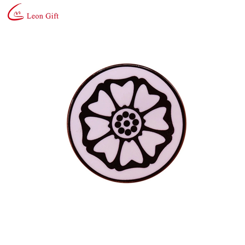 Custom Logo Film and Television Cartoon Lotus Flower Animation Round Clothing Accessories Gifts Alloy Metal Hard Soft Brooch Enamel Badge Lapel Pin