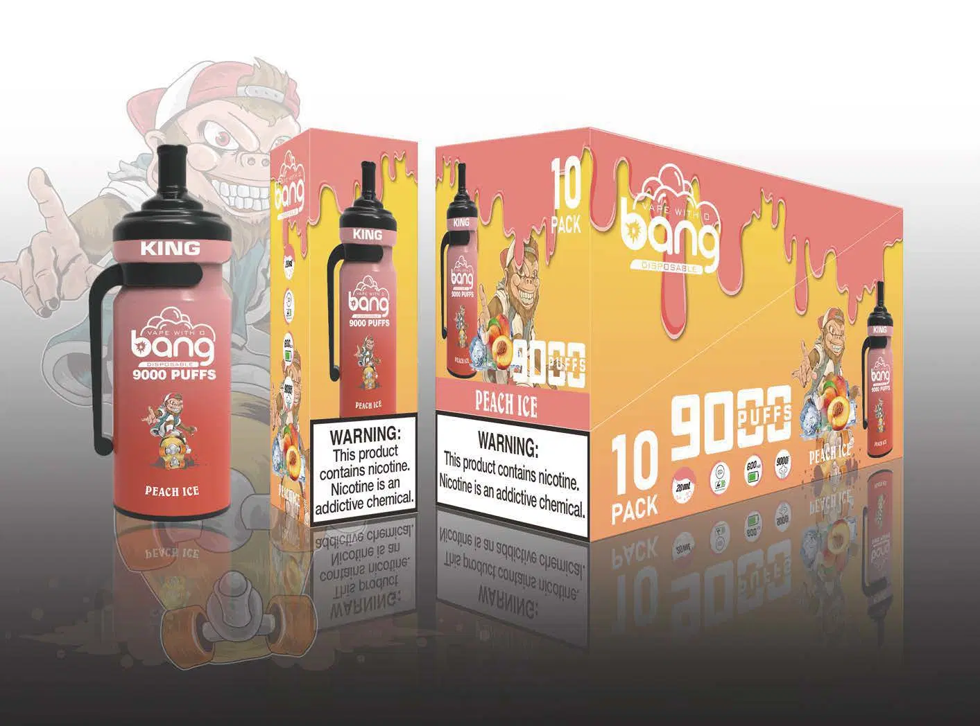 Original Bang King 9000 Puff Bar Einweg-Vape Pen 16 Flavors 20ml E-Saft wiederaufladbare E Zigarette Großhandel i Vape