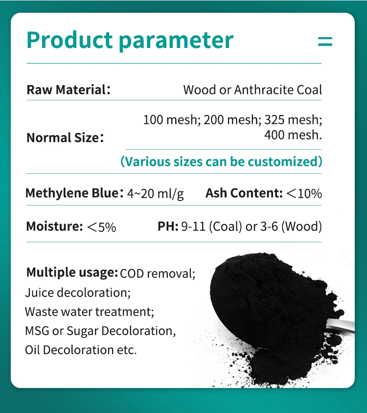 Wood Powdered Carbon for Edible Oil Decolor Deodorizer Activated Charcoal Carbon Powder