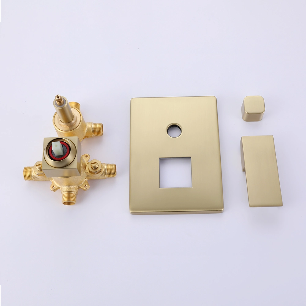 in-Wall Rainfall Bathroom System Shower Set 3 Ways Brushed Gold Shower Mixer