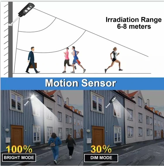 La carretera de la batería de alta potencia semáforo Impermeable IP65 SMD 600 W de potencia 800W 1000W exterior integrado todo en una calle la luz solar LED