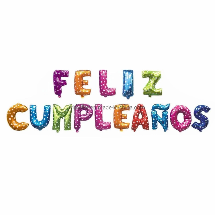 Spanish Happy Birthday Aluminum Foil Balloon Set Feliz Cumpleanos Letter Balloon