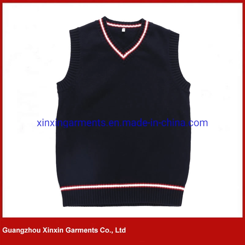 Los colores de diseño a granel uniforme escolar para niños / V Cuello jersey de algodón (U129)