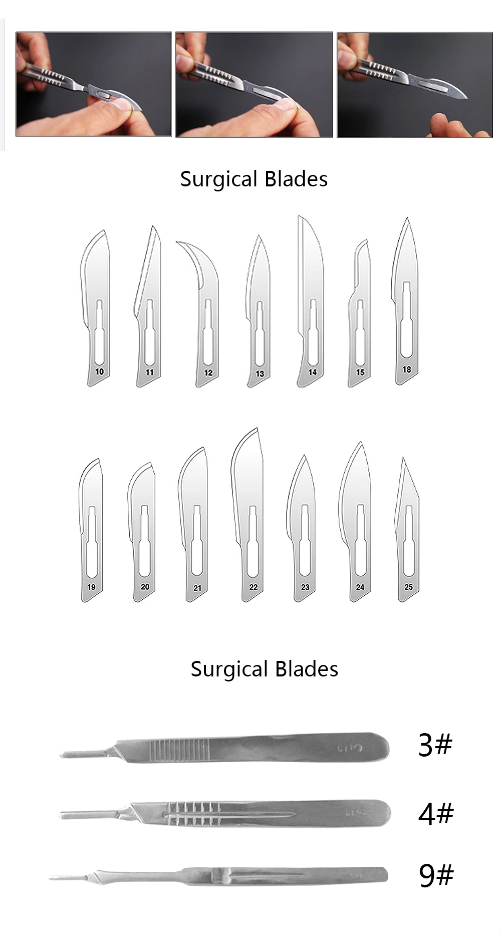 Wholesale/Supplier Price Medical Use Stainless Steel Knife Blade Carbon Steel Disposable Surgical Scalpel Blades