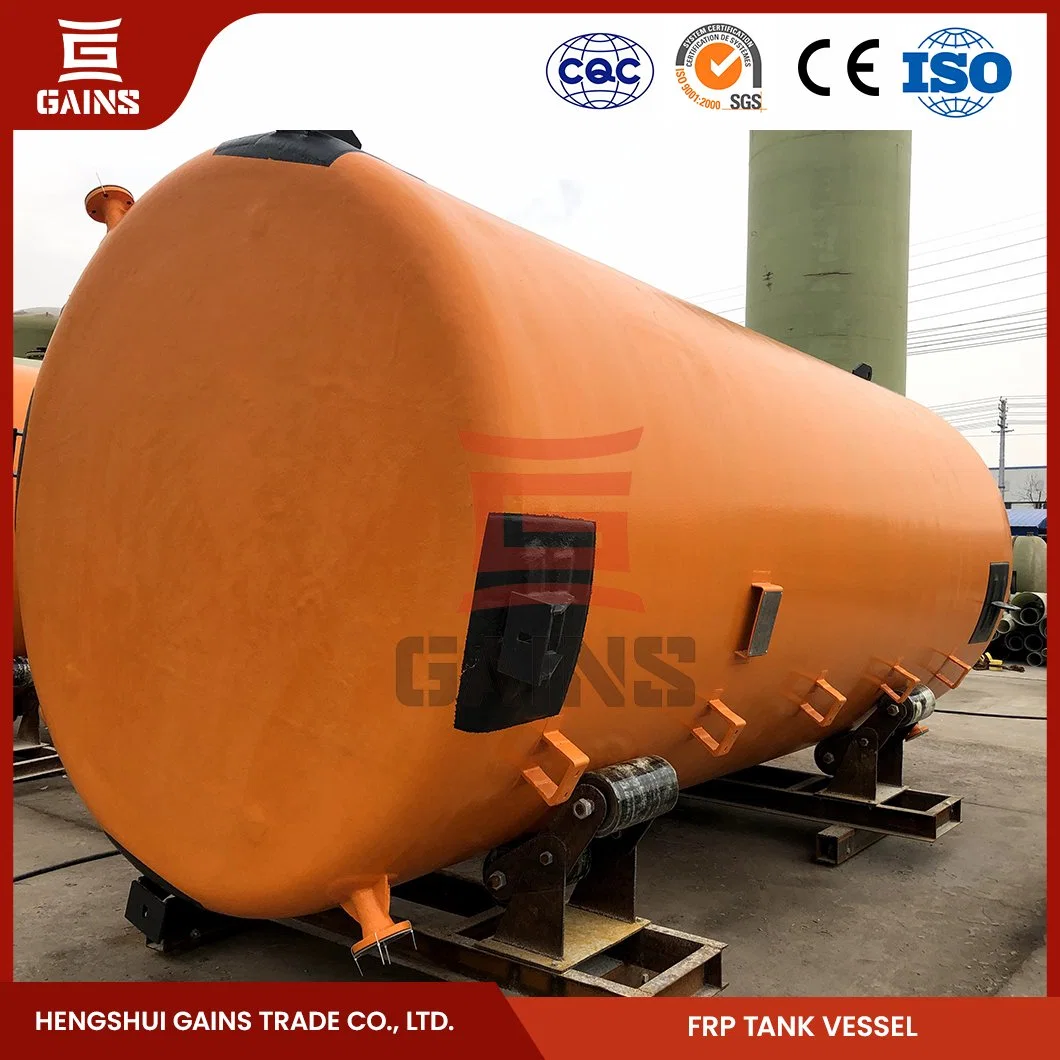 Gains FRP Horizontal Steel Chemical Tank Factory FRP Druckbehälter Tanks China FRP Chemische Lagertank für Chemikalien verwendet