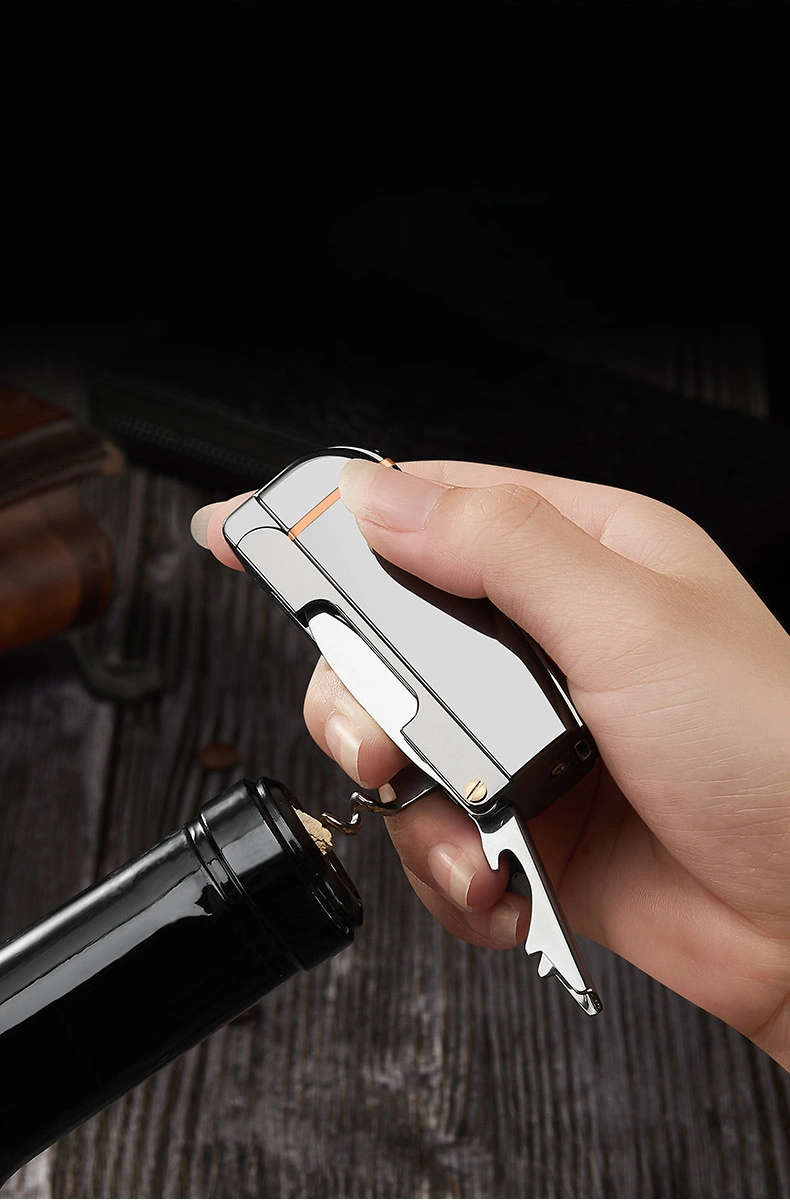 1 en 4 encendedor electrónico multifunción con cuchilla de doble arco Plasma USB Cigarro encendedor Creative Outdoor Wine Opener encendedor