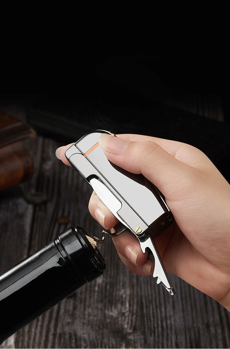 4 in 1 Multi-Function Electronic Lighter with Knife Double Arc Plasma USB Cigar Cigarette Lighter Creative Outdoor Wine Opener Lighter