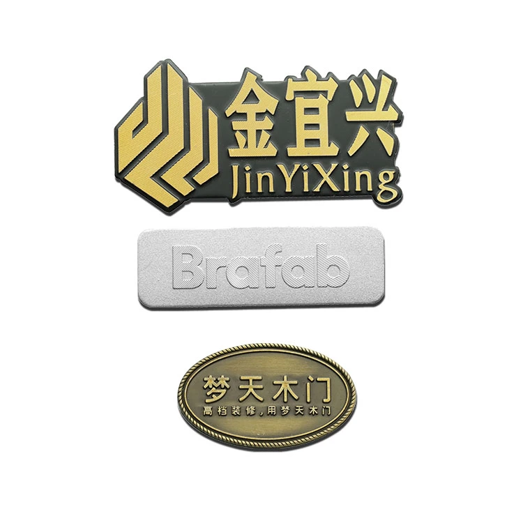 Custom Metal Label Graphic Etched Embossed Engraved Home Furniture Kitchen Door Fashion Clothing Handbag Product Appliance Data Plate Company Logo Name Pin Tag