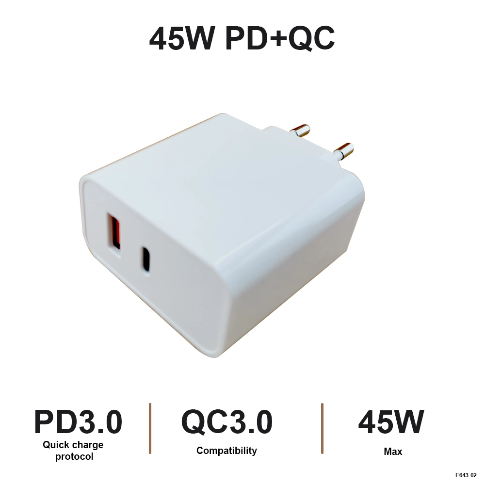 in Stock 45W Super Fast Charging GaN Charger USB C Single Port for Samsung S22+ Home Adapter