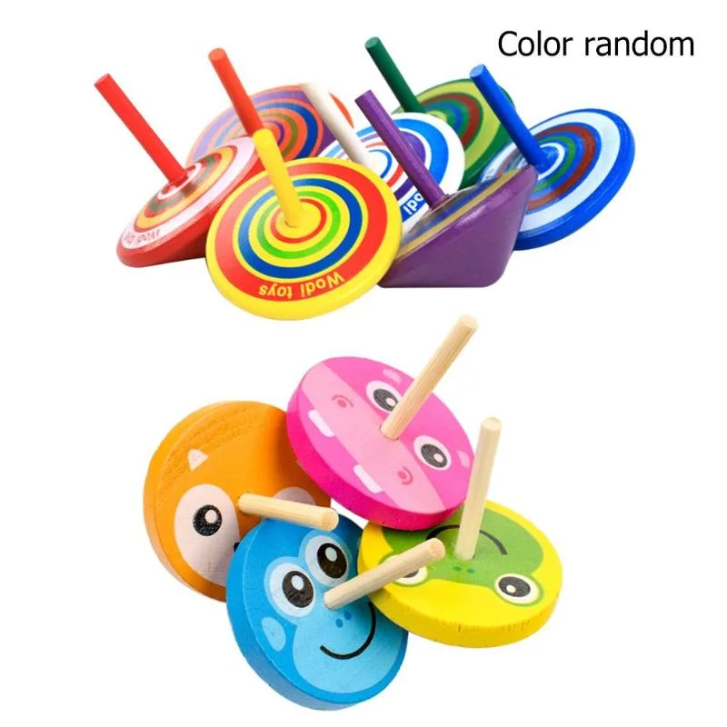 Kids Wood Gyro Toys Children Adult Relief Stress Desktop Spinning Top Toys Kids Birthday Gifts Random Color