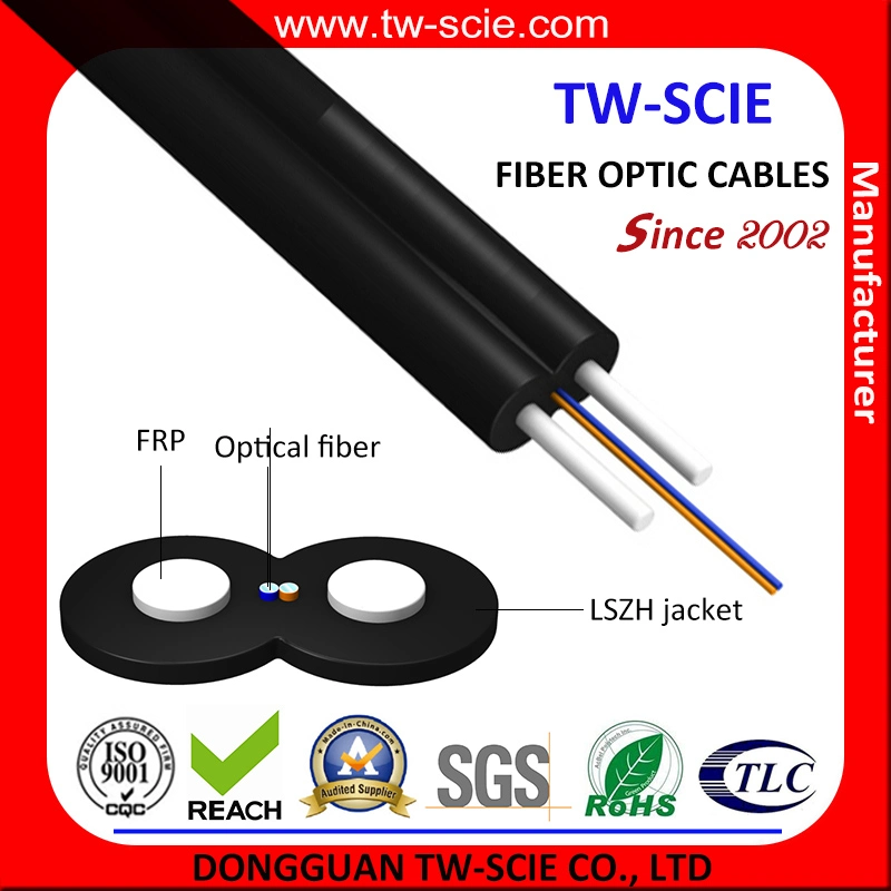 De 2 Núcleos de G657A1 FTTH Drop Cable con Self-Supporting Messenger