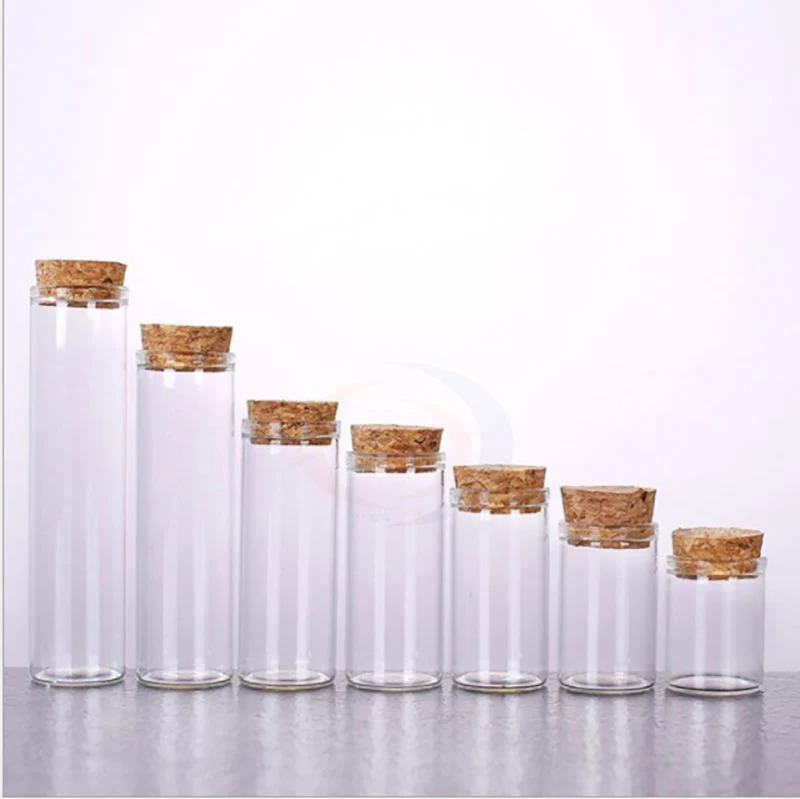 Custom Small Vials Transparent Glass Cork Bottle Jar Test Tube with Cork Top