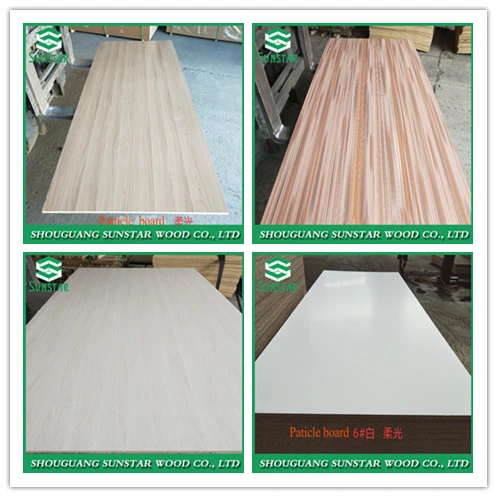 Wholesale/Supplier E1 E2 Embossed Finishmelamine Faced Particle Board, Plain Veneer Wood Grain Solid Color Particle Board for Furniture and Building Material