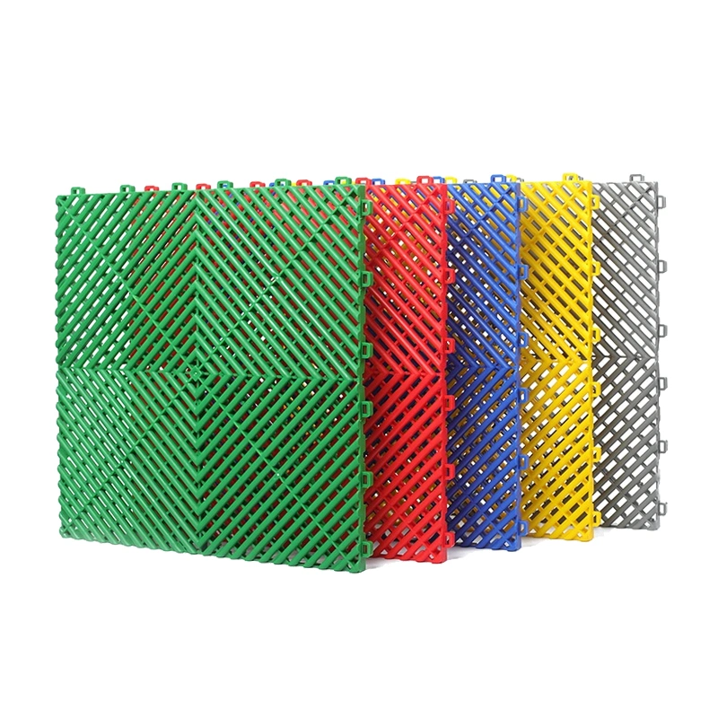 400X400X18mm Anti Slip PP Plastic Interlocking Car Wash Drain Garage Floor Tile for Carwash Garage Flooring Grating Mat