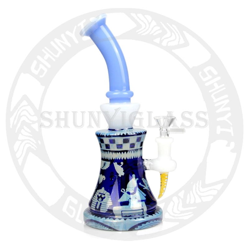 Tobacco Wholesale/Suppliers Mixed Color DAB Rig Recycler Glass Water Pipe Smoking Pipes Oil Rigs with Inner Sculpture Craft Hookah Shisha Glass Factory