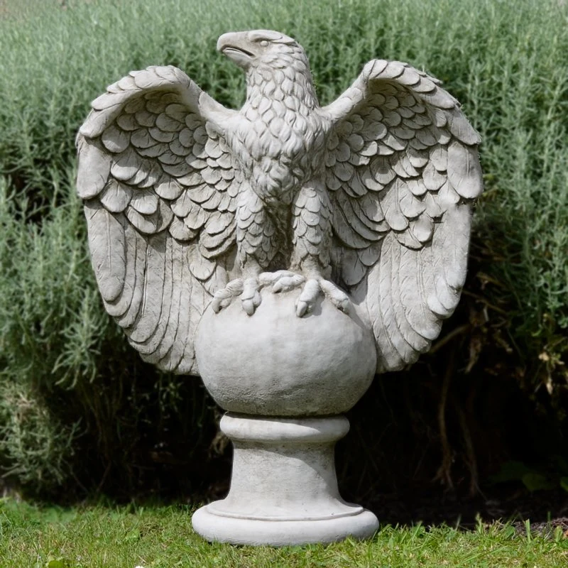 Custom Stone Animal Statue White Marble Eagle Sculpture for Decor