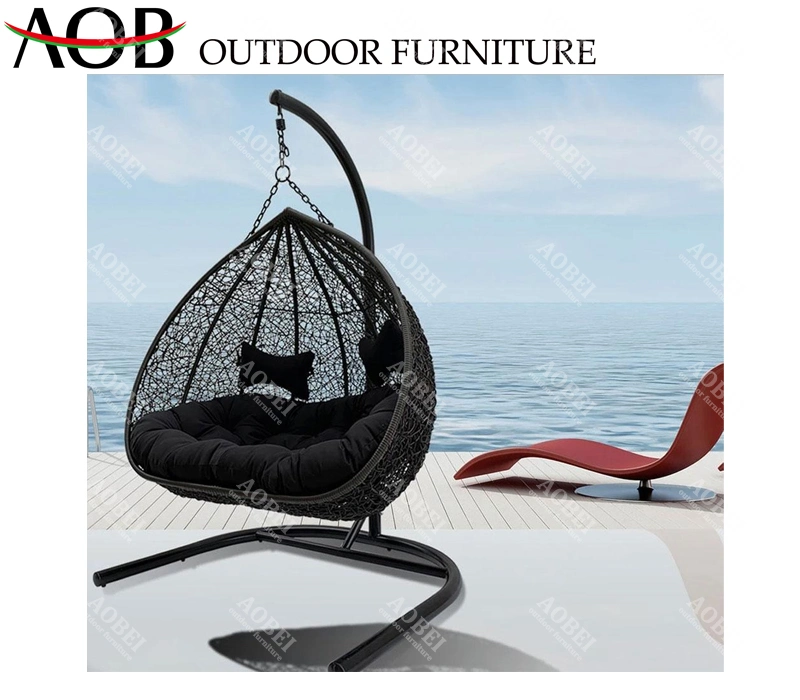 Modern Outdoor Garden Patio Home Hotel Resort Leisure Rattan Wicker Furniture Double Seat Hanging Swing Chair