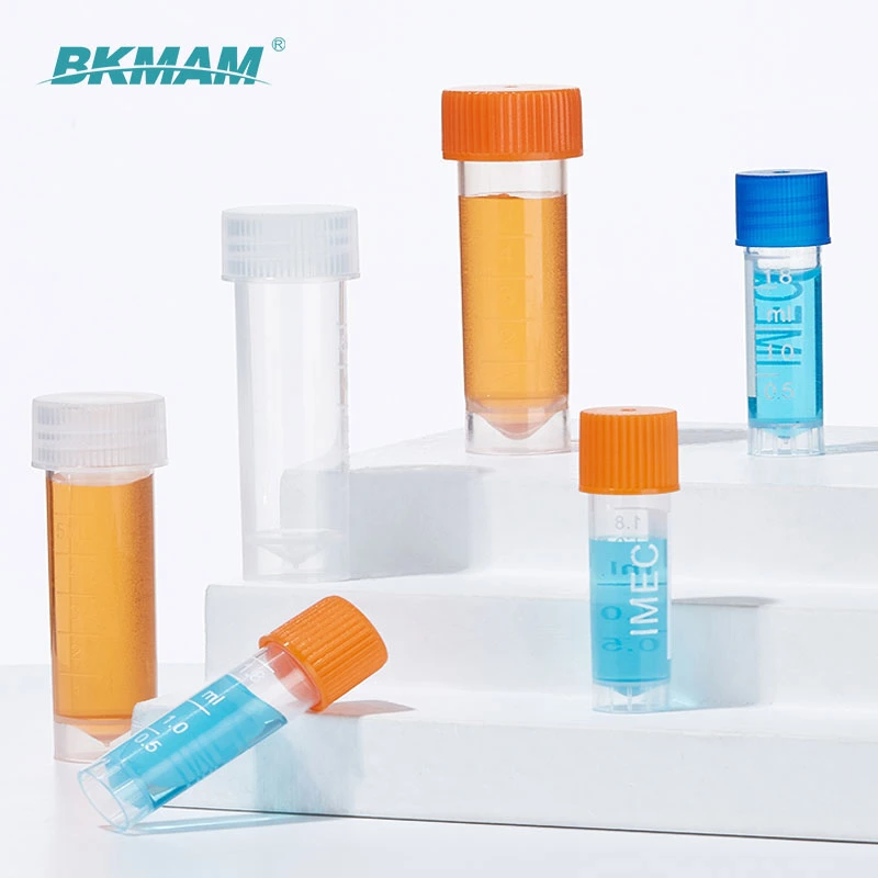 1.5ml 1.8ml 5ml Disposable Sample Tubes Flat Bottom Freezing Cryovials Orange Blue Red Cap