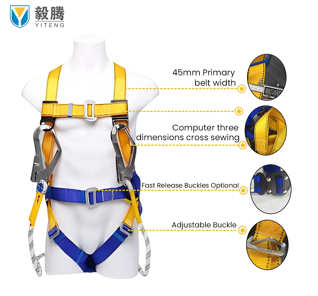 100% Polyester Full Body CE En361 358 Fall Protection PPE Safety Harness