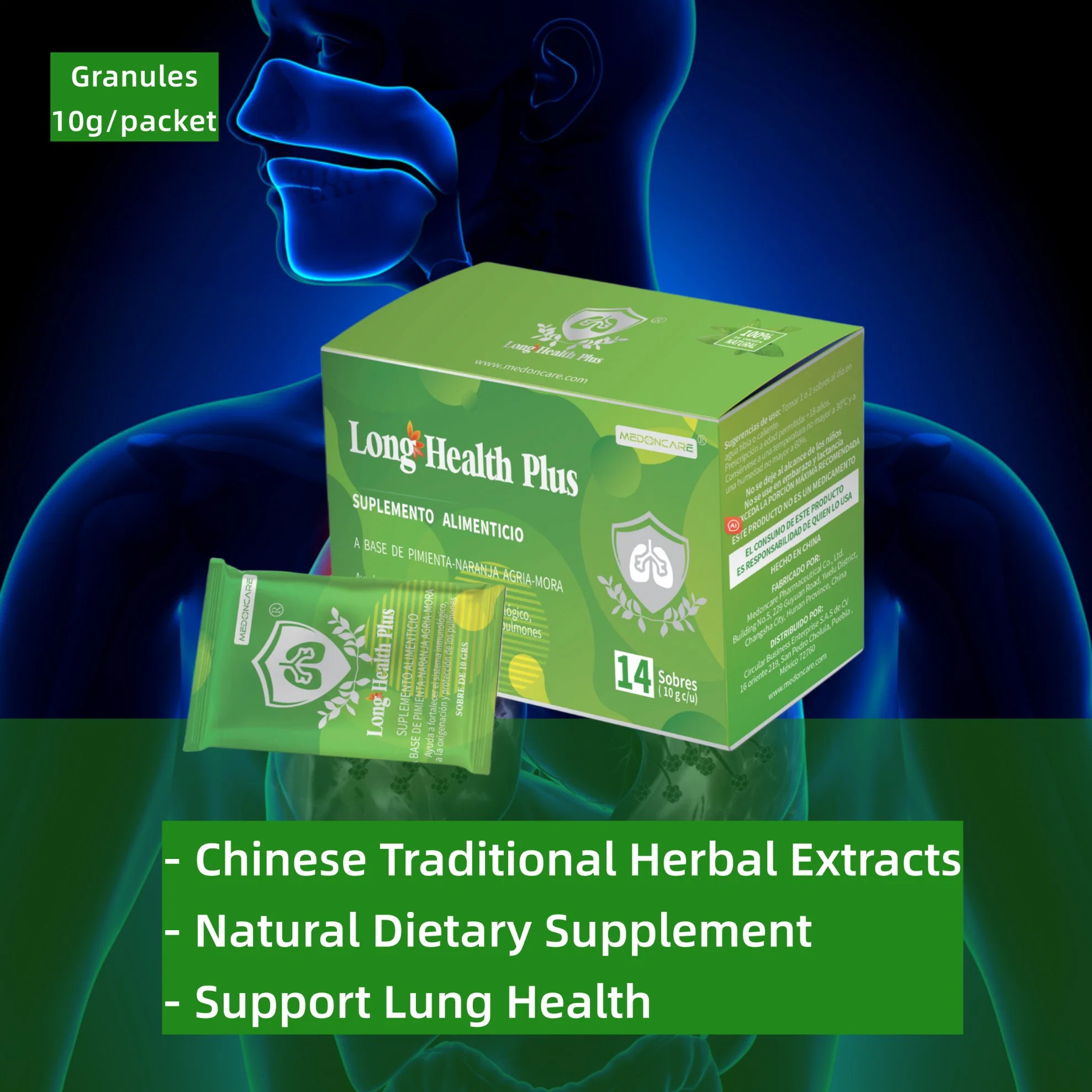 Suplemento dietético herbario para el antifatiga, respiración fácil, apoyo pulmonar y Detox de la limpieza de la salud