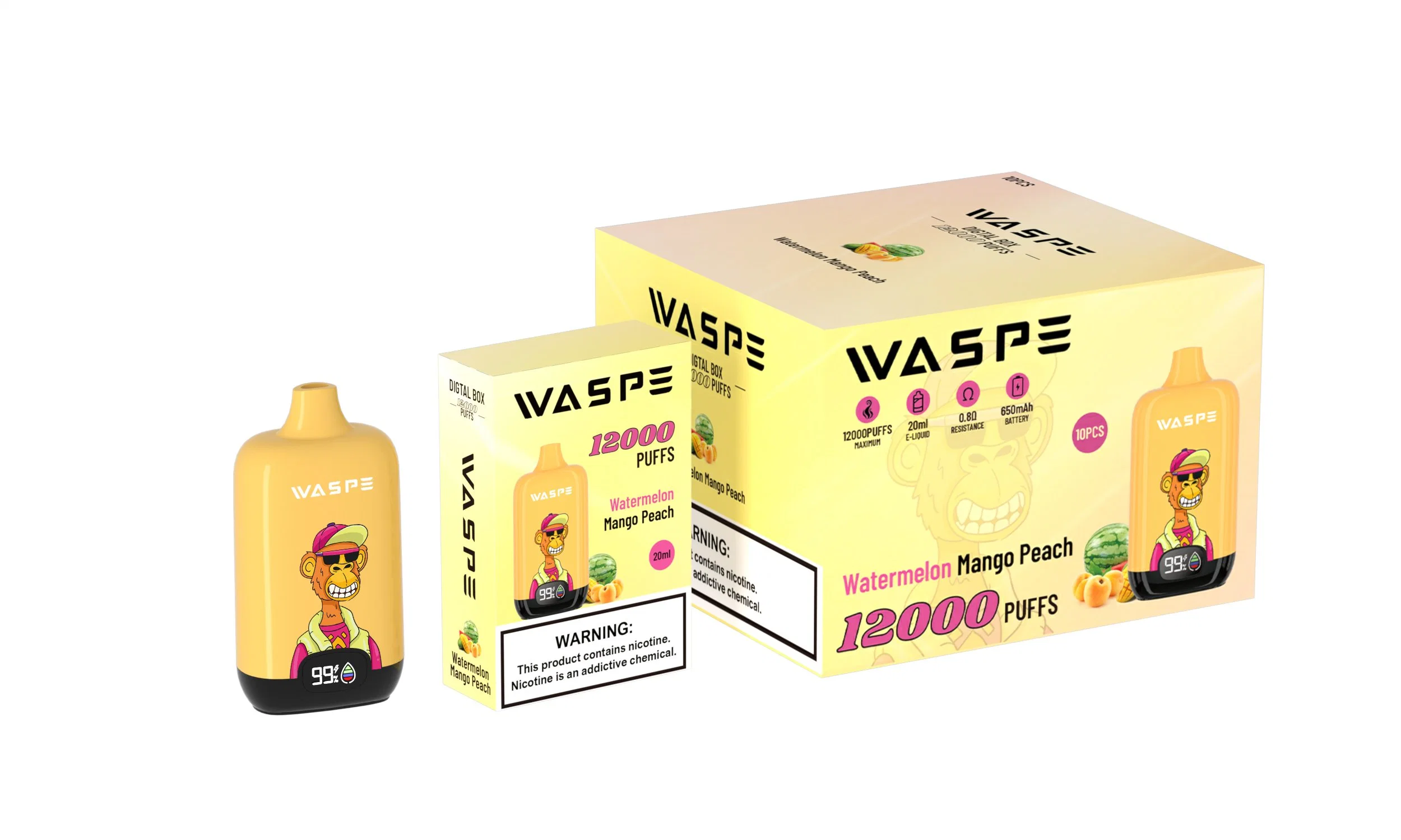 Großhandel/Lieferant Smart Display Günstige Einweg Waspe 12000puffs 0/20/30/50mg Nikotin Vape Stift