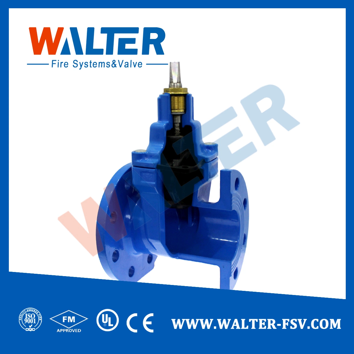 DN100 Flange End Non-rising Stem Resilient Seated Gate Valve
