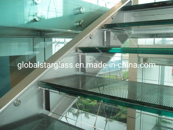 10+10mm Sand Blasted Surface Glass/Acid Etched Decorative Art Anti-Slip Tempered Toughened Glass/Fritted Anti-Slip Glass for Floorings