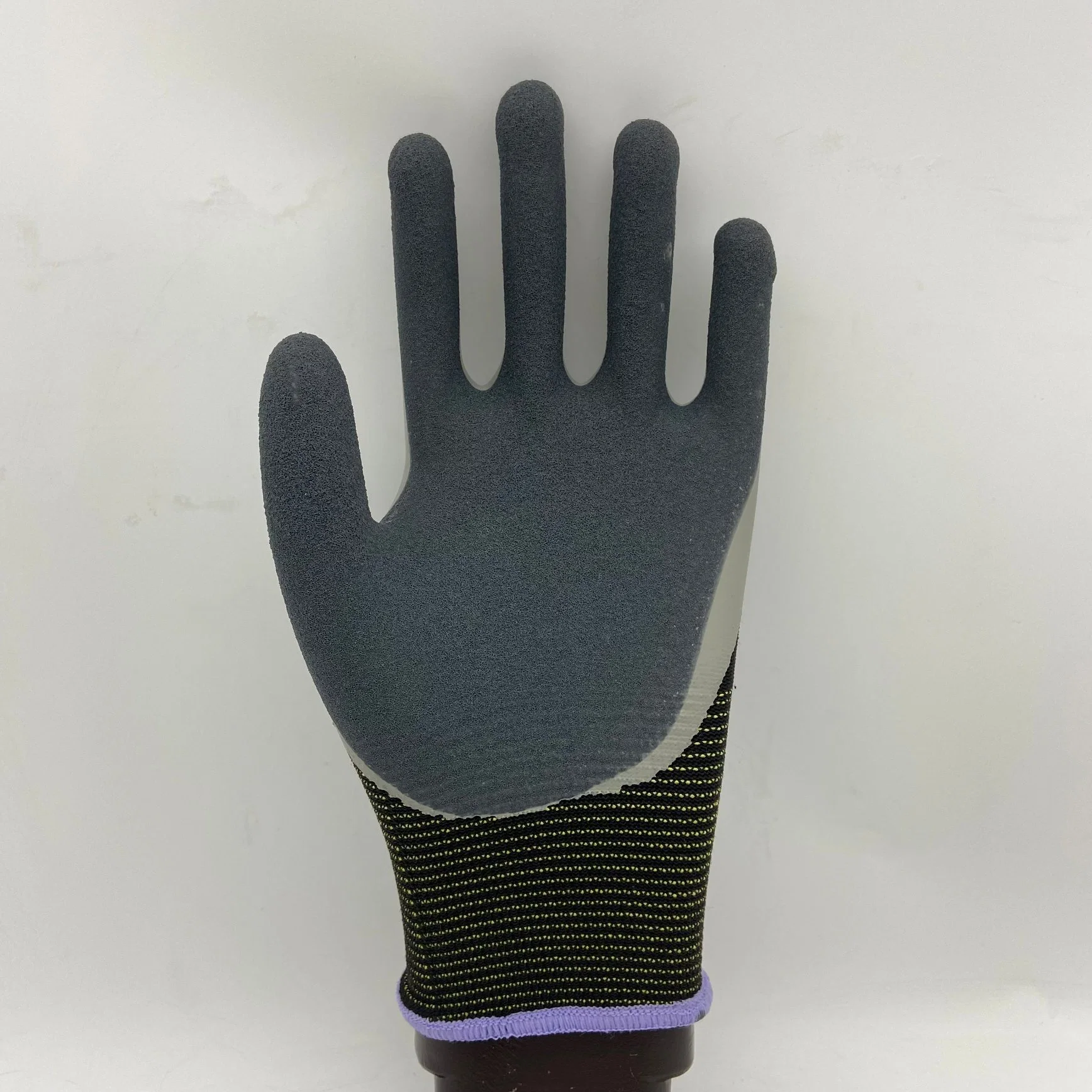 15 Gauge Polyester Doppel Latex Beschichtete Handschuhe Sandy Finished Latex Industriehandschuh