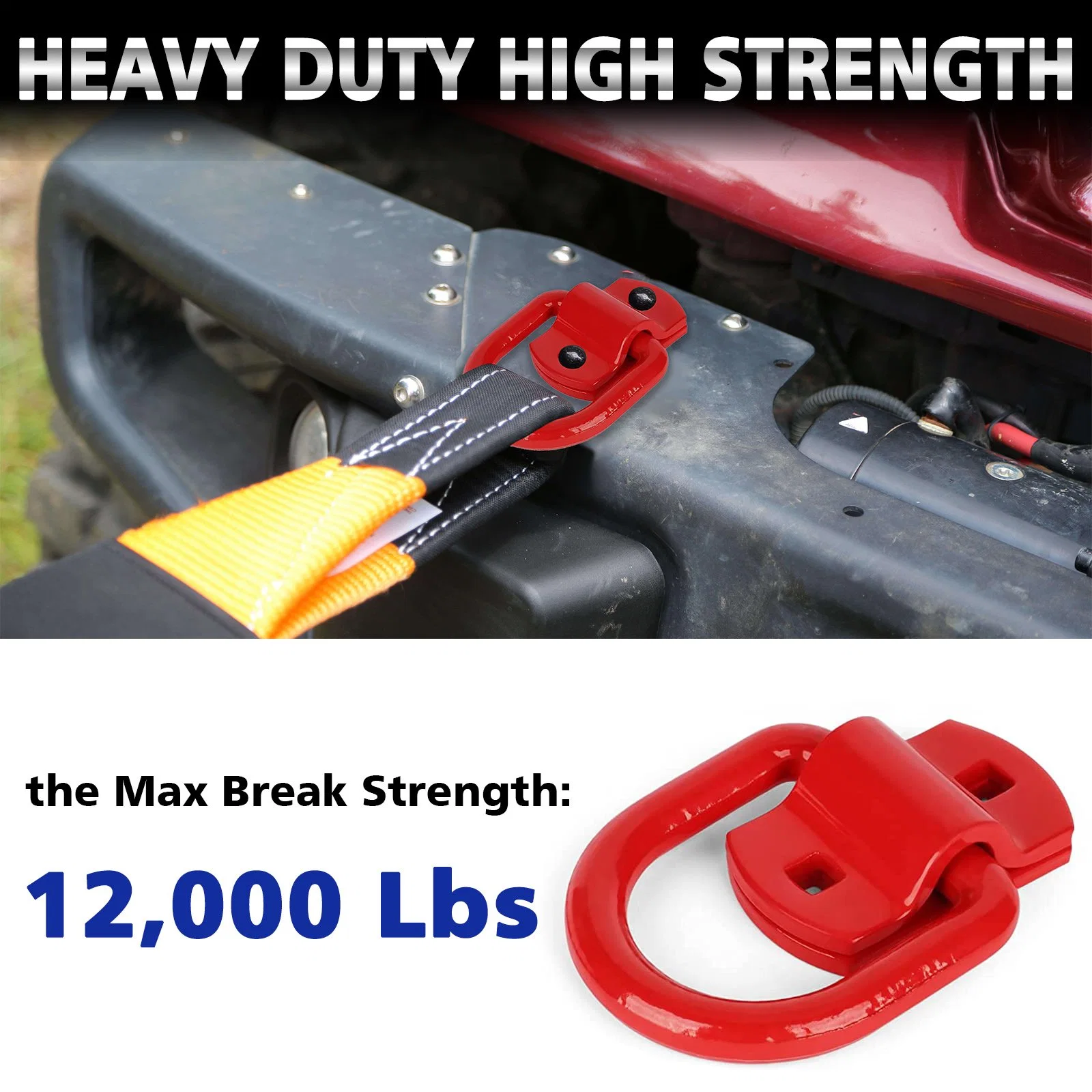 12000 Lbs Break Strength Tie Down Anchors Hooks Red Drings