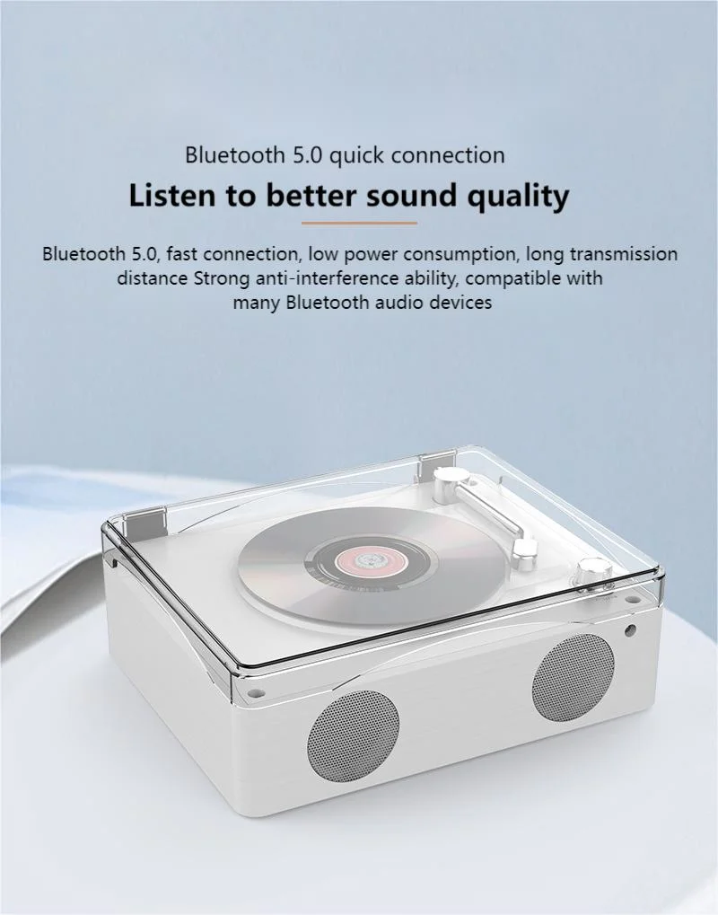 Tribute to Classic HiFi Sound Quality, Support Bluetooth, Retro Box All-in-One Pallet Type CD Phonograph