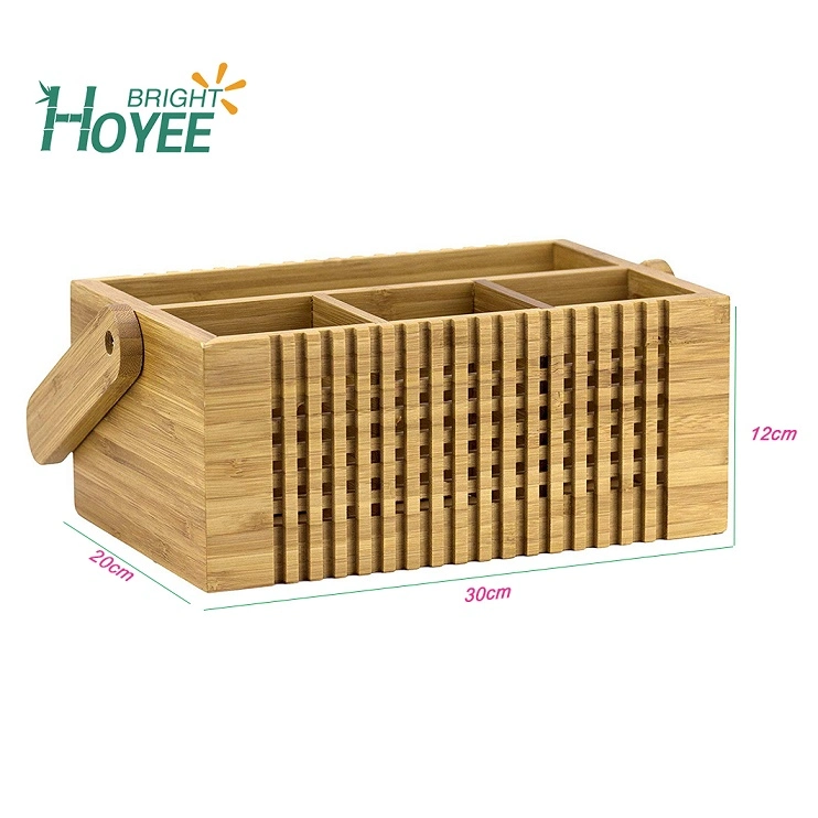 Restaurant Reusable Bamboo Knife Case Tool Storage Box with Handle