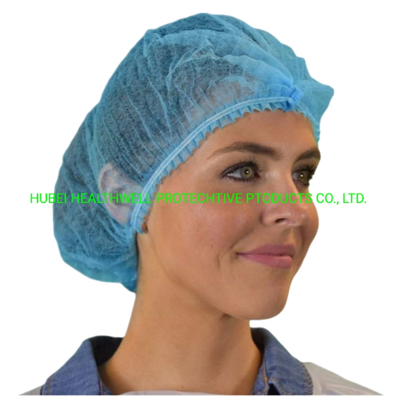 2022 Latest Amazon Hot Sell Disposable PP Nonwoven Strip Cap Double Elastic Hair Cap Protective Caps Nonwoven Bouffant Head Cover PP Cap