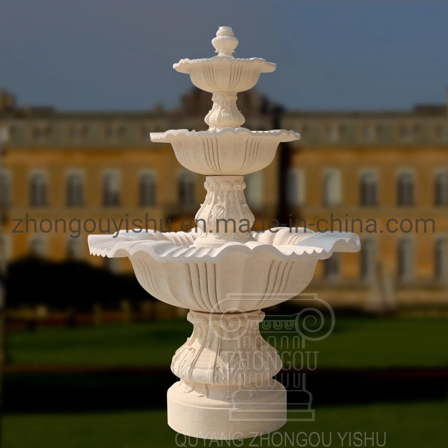 Jardin de Pierre de Marbre Granit Fontaine à eau avec 3 niveaux