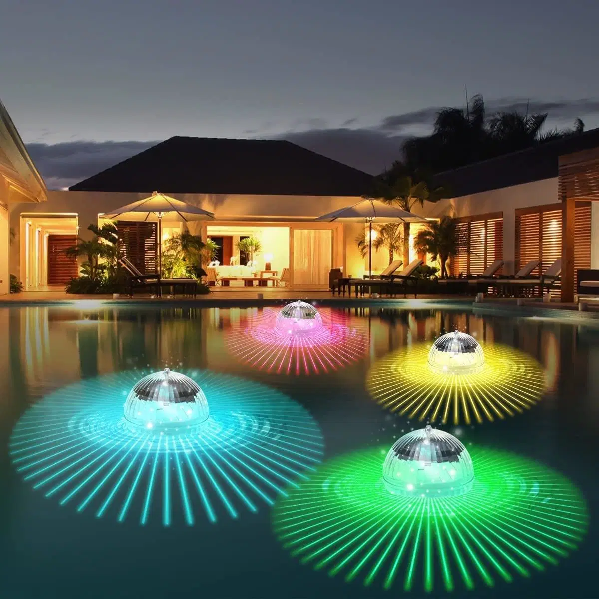 Outdoor Garden Rotating Floating Flower Lights Magic Ball Lamp Solar Light