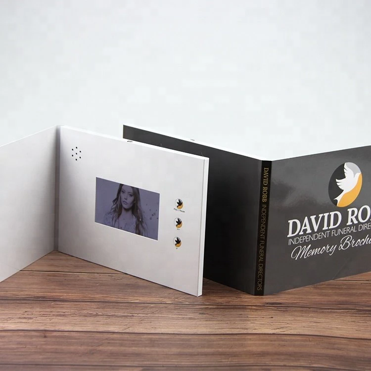 Promotional Gift Custom Printed Audio Greeting Wedding Invitation Card 4.3 Inch LCD Display Video Brochure