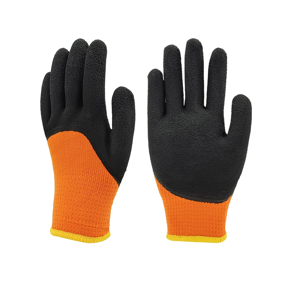 Factoryshop Winter 7G Polyester Loop Thermal Terry Liner Latex Micro Foam Wrinkle Cold Resistant Outdoor Work Safety Gardening Protection Gloves