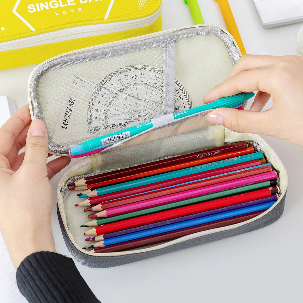 Stationery Simple Korean Style Large Capacity Student Pencil Case Multifunctional Clamshell Pencil Case Stationery Bag