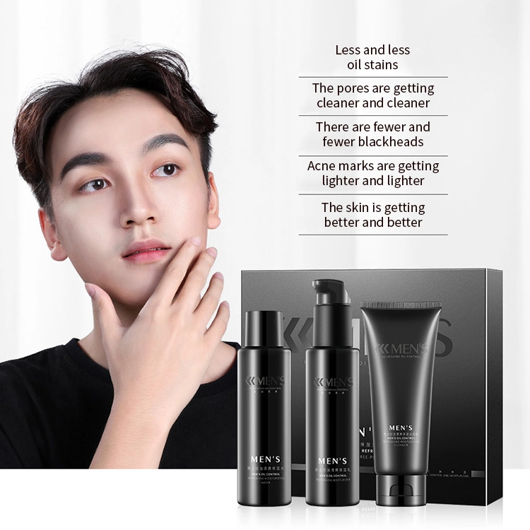 Plant Extract Mens Skincare Set Private Label Shrink Poers Oil Control Refreshing Moisturizing Facial Men Skin Care Set