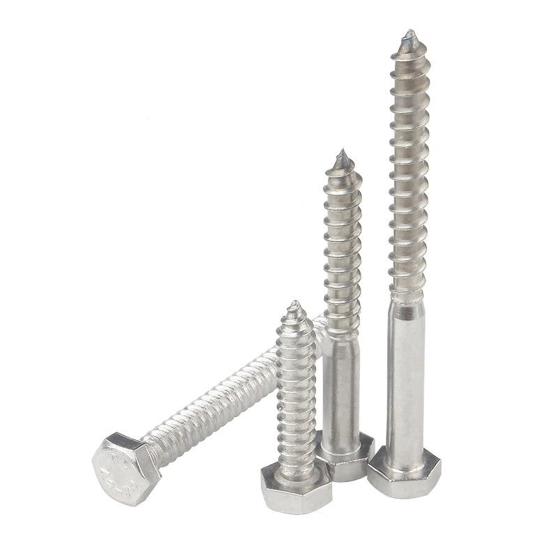 DIN 571 Stainless Steel A2 Hexagon Half Thread Wood Lag Self-Tapping Screws