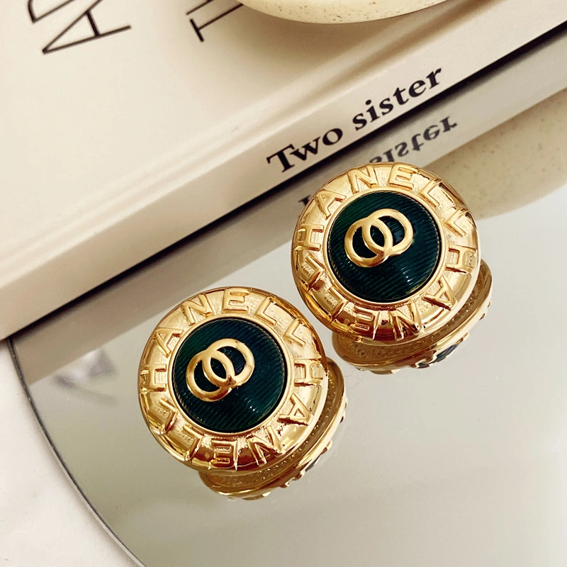 Fashion French Classic Chinese C Embossed Letter Earrings Jewelry