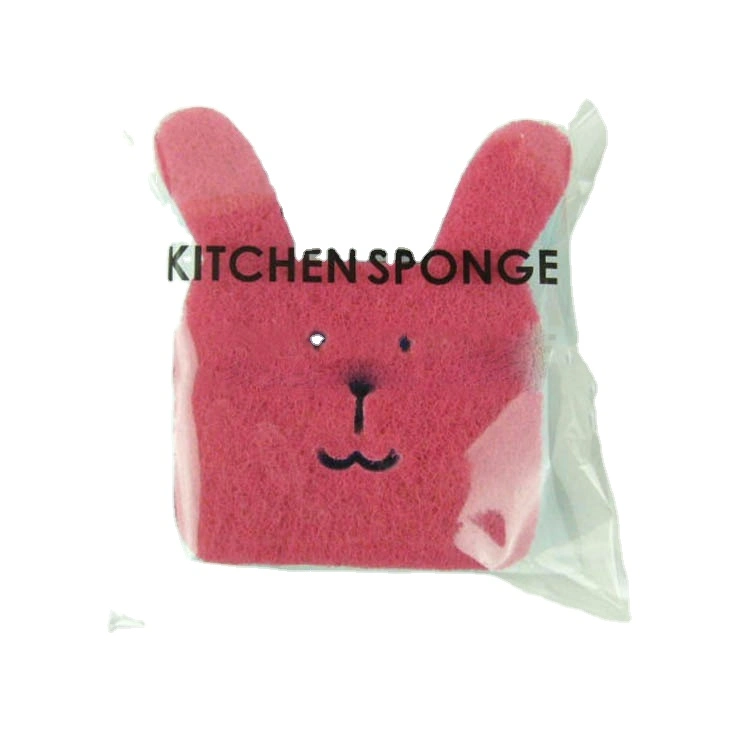 Rabbit Shape Kitchen Dish Cleaning Scrubber Sponge with Scouring Pad